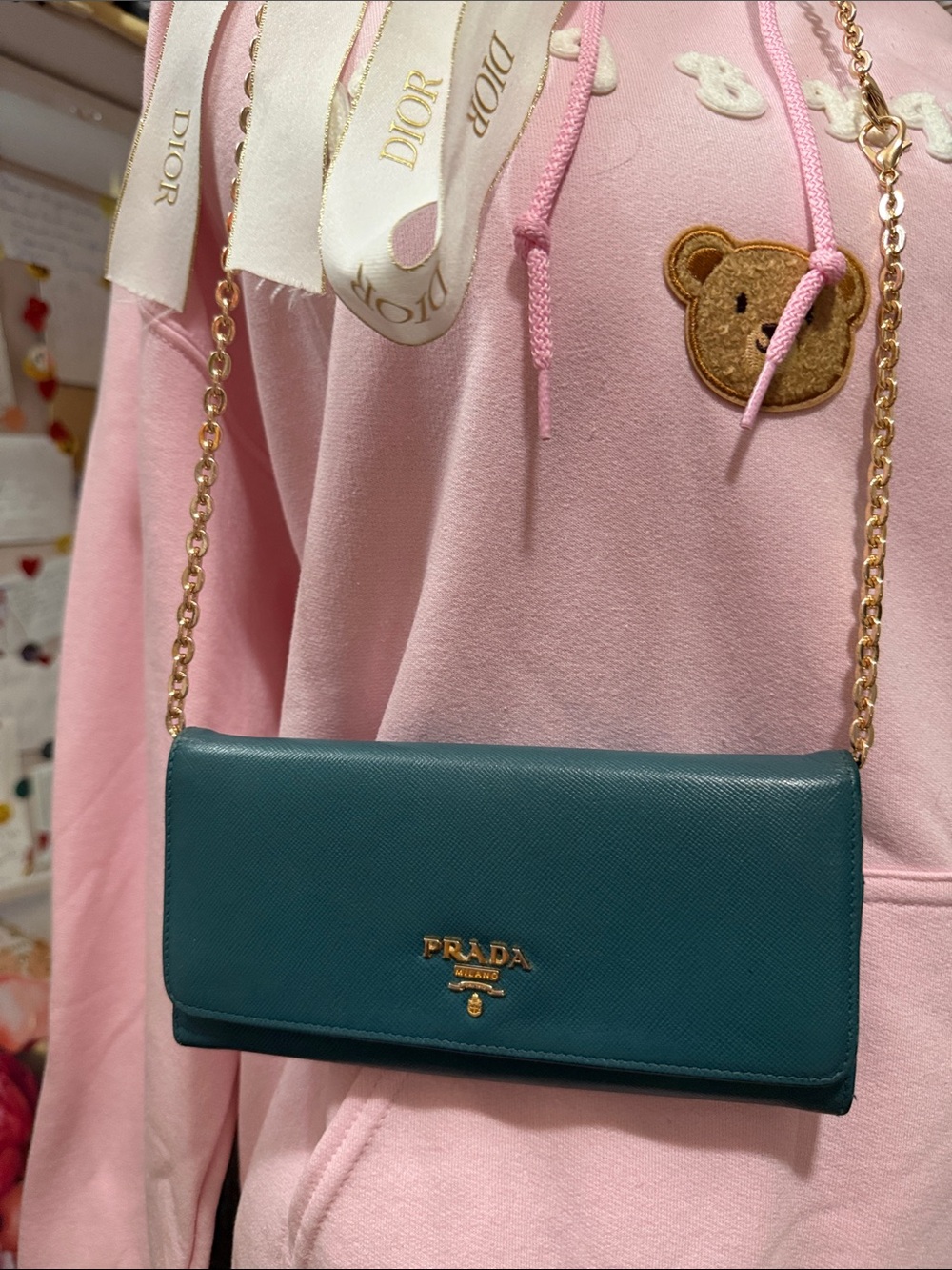 Authentic Prada Saffiano Leather wallet with free chain & COA ❤️ - Picture 13 of 15